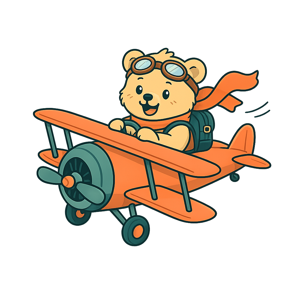 Gear the Quokka piloting a vintage biplane
