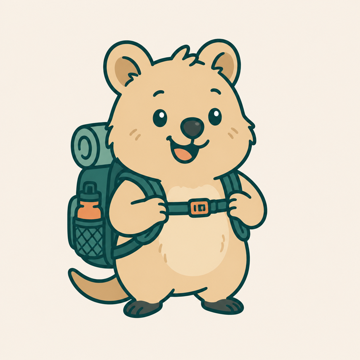 Gear the Quokka standing ready